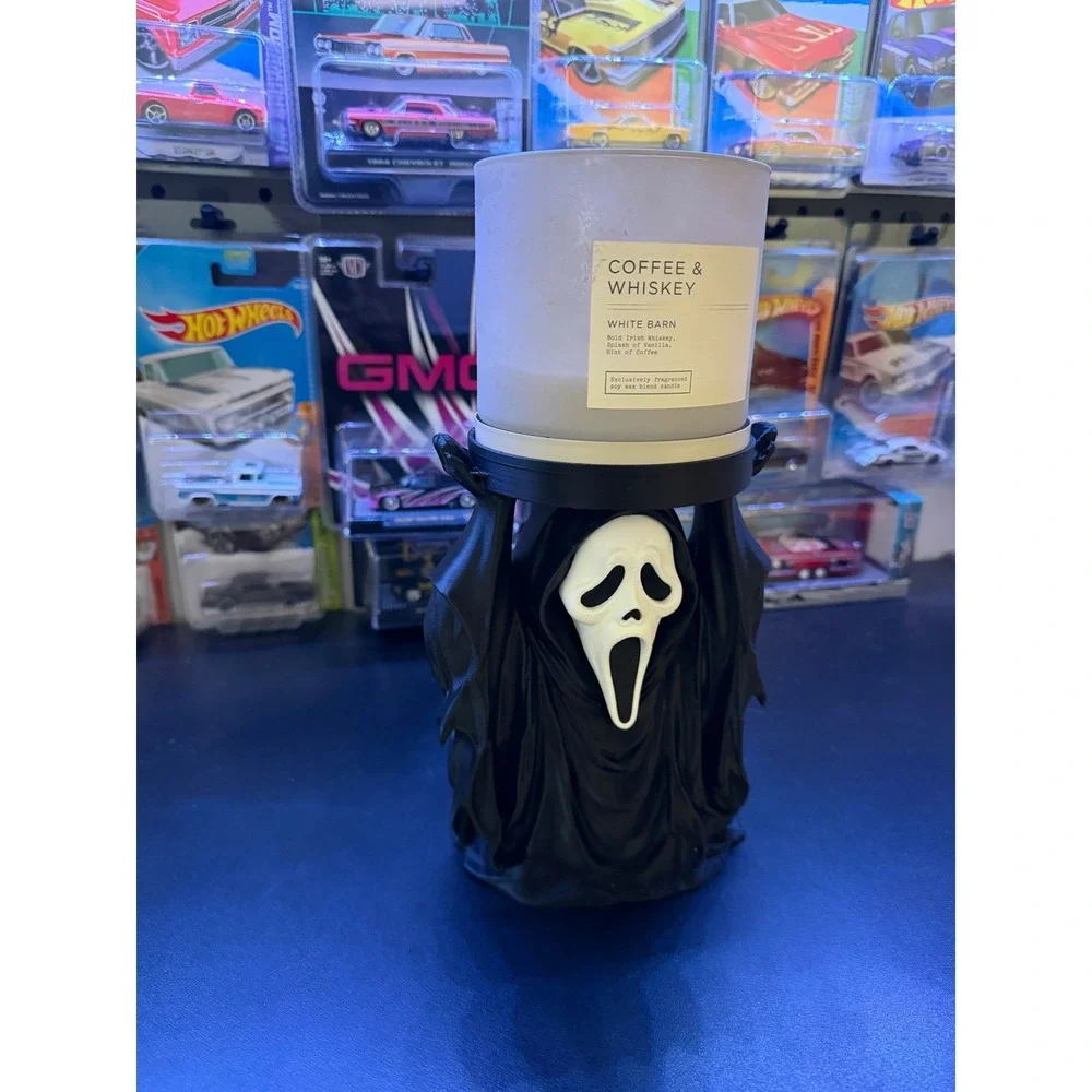 Ghostface Scream 3D Printed 3 Wick Candle Holder Pedestal Horror Decor Black